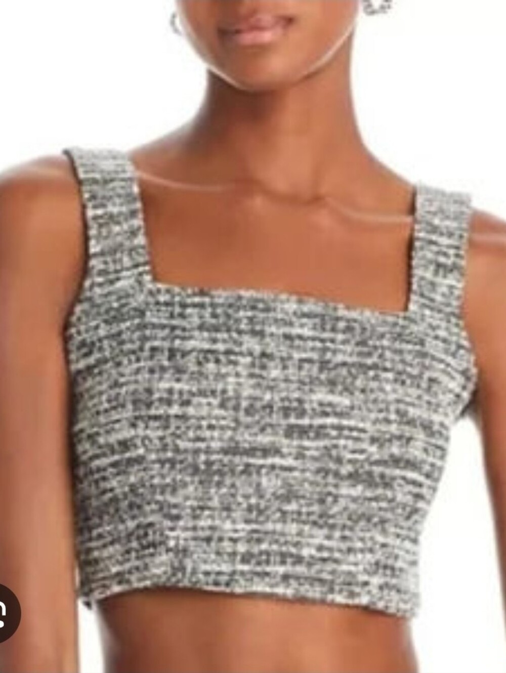 AQUA Metallic Tweed Corset Crop Top Black Gold White Small